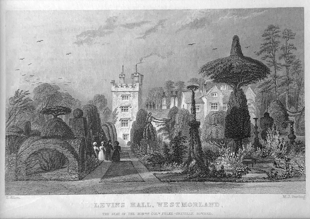 Levens Hall en 1833 - gravure de M.J. Starling