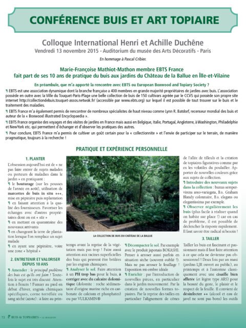 Conférence Buis et Art Topiaire