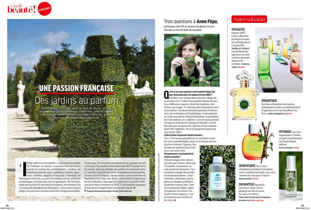 Des jardins au parfum, article paru dans Point de Vue, le 1er janvier 2025